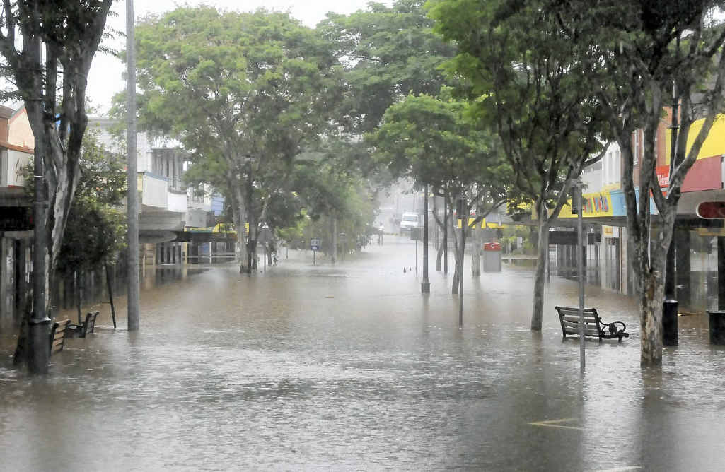 Mary Street in flood. Mary Street in flood.